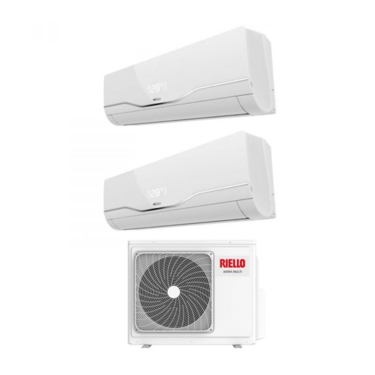 Climatizzatore Condizionatore Riello Dual Split Inverter serie Aaria Plus 7+12 con Aaria Multi 250 P R-32 Wi-Fi Optional 7000+12000