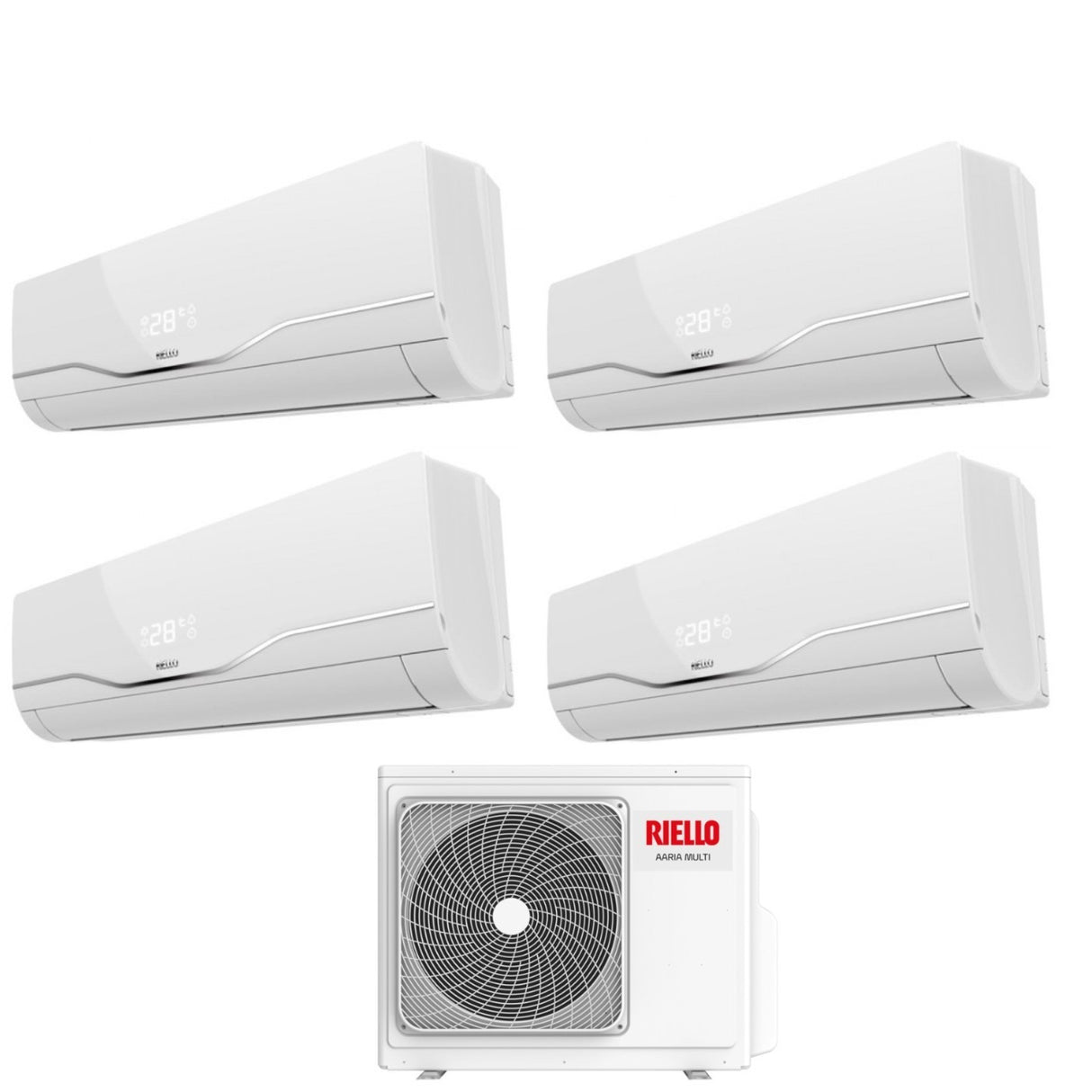 Climatizzatore Condizionatore Riello Quadri Split Inverter serie Aaria Plus 7+7+7+9 con Aaria Multi 485 P R-32 Wi-Fi Optional 7000+7000+7000+9000