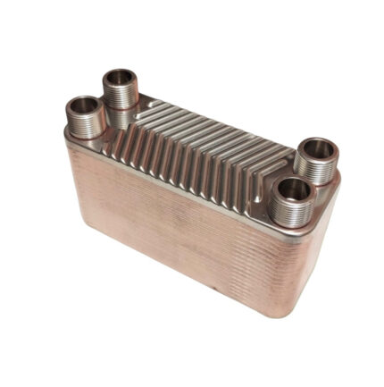 RVS platen warmtewisselaar voor thermoketels met 3/4 aansluitingen.