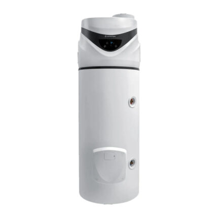 Krachtige warmtepompboiler Ariston NUOS PRIMO HC SYS A+ 240 R-134A in wit, compact ontwerp voor energiezuinige verwarming.