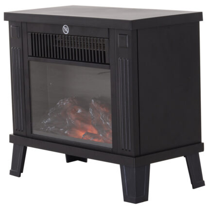 Moderne elektrische haard in zwart met vlam effect, 600W/1200W vermogen, 34 x 17 x 31cm - Warmtepompen