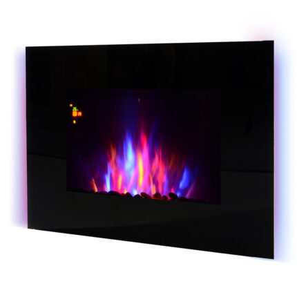 Moderne elektrische haard met vlam effect in 7 kleuren, afstandsbediening, 1000W/2000W vermogen, 90 x 9.5 x 56cm