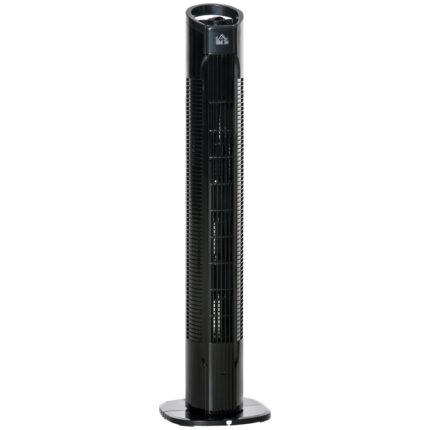 Easycomfort Moderne Kolomventilator 3 Snelheden met Oscillatie 70°, Torenventilator met Ronde Voet en Handgreep, Vermogen 50W, in PP, Ø20x78.5cm Zwart