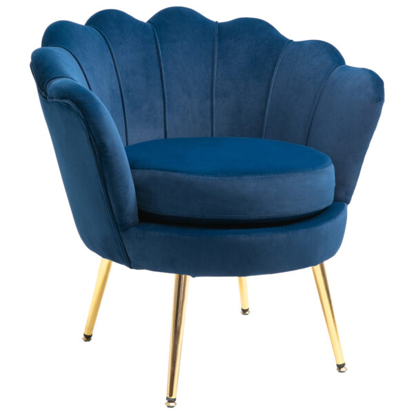 Easycomfort Vintage Design Fauteuil in Blauw Velvet, Hoge Rugfauteuil 76x67x74cm