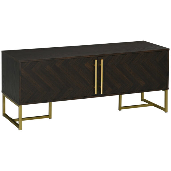 Easycomfort TV-meubel tot 55" met 2 Houten en Metalen Kasten, 120x39x50 cm, Bruin en Goud