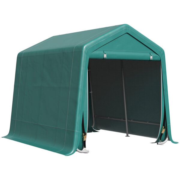 Easycomfort buiten garage tent 2.4x2m voor motoren en fietsen, metalen tuinberging voor gereedschap en PE stof, groen
