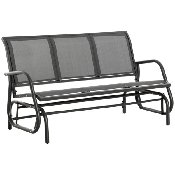 Easycomfort 3-persoons schommelbank voor de tuin van metaal en ademend gaas, 147x75x85cm, grijs