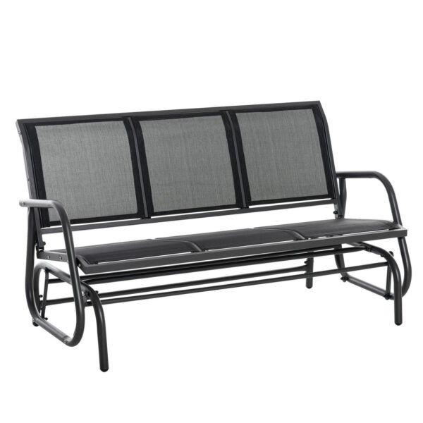 Easycomfort Tuinschommel voor 3 Personen van Metaal en Ademend Netweefsel, 147x75x85cm, Zwart