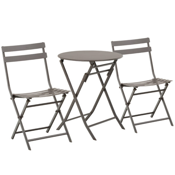 Easycomfort Tafel met Opvouwbare Stoelen van Bruin Staal, Set van 3 Stukken voor Balkon, Terras, Buiten