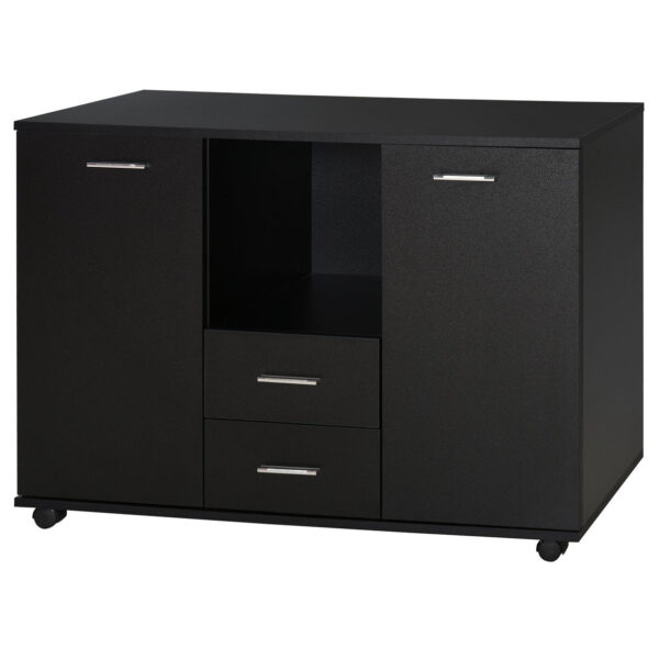 Easycomfort Multifunctioneel Kasten voor het Kantoor met 360° Wielen, voor Printers en Mappen, in Zwart Hout 100x40x71cm