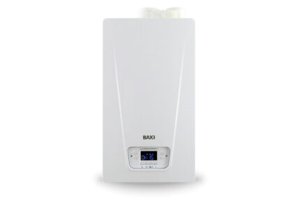 Krachtige Baxi Luna Compact 24 kW condensatieketel voor aardgas/LPG met lage NOx, compleet met afvoerset.
