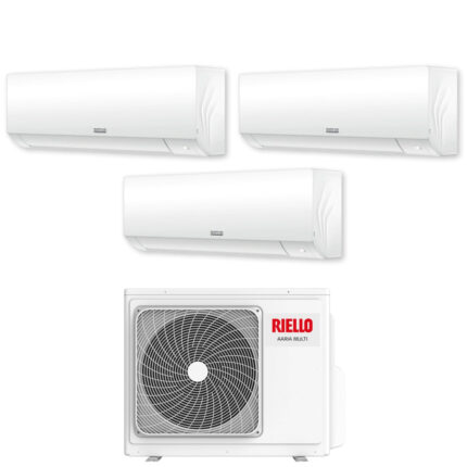 Riello Trial Split Inverter serie AARIA PLUS I 9+9+9 met AARIA MULTI 355 PI R-32 Geïntegreerde Wi-Fi 9000+9000+9000