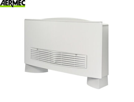 Krachtige Ventilconvector Fan Coil AERMEC OMNIA HL 36PC met bediening - Efficiënte warmtepomp in wit design.