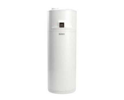 Efficiënte Baxi SPC 100 WH warmtepomp boiler met wit ontwerp en geavanceerde technologie.