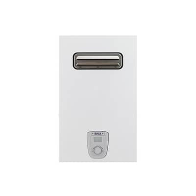 Krachtige Baxi Acquaprojet Blue Air 11 Fi gasboiler voor buiten met gesloten kamer, lage NOx, in aardgaskleur.