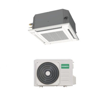 Fujitsu General ronde luchtstroom cassette Inverter 18000 Btu AUXG18KRLB-E met afstandsbediening en paneel
