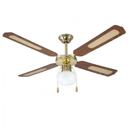 Plafondventilator 4 Bladen 1 Licht D.130 cm 70w kleur NOCE DA54011