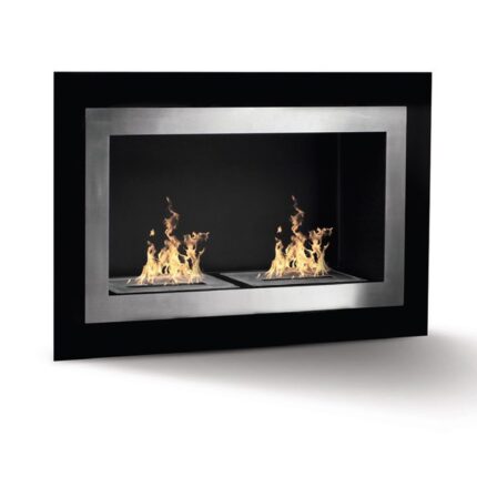 Moderne inbouwhaard van Bio-ethanol, biocamino PECHINO, wandmontage, L90 x H55 x D17, zwart.