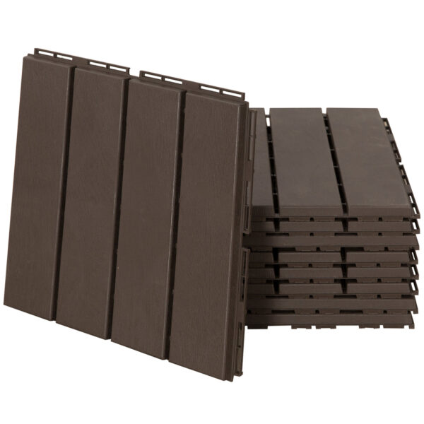 Easycomfort Set van 9 Ingebouwde Tegels voor Terras, Vloertegels (30x30x2cm) in Antislip PP, Oppervlakte: 0,81 m² Bruin