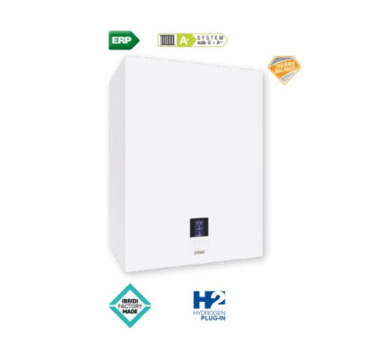 Condensatieketel Ferroli Bluehelix Hitech RRT 28 K 50 met 50 liter opslag, inclusief rookgasafvoerset.