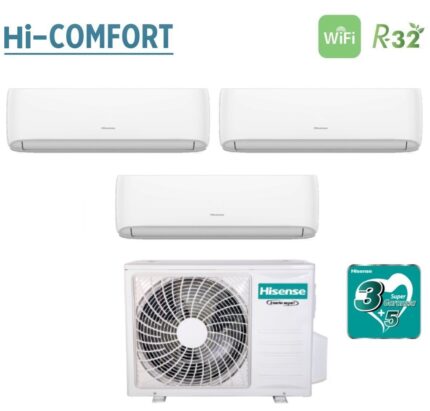 Hisense Trial Split Inverter serie HI-COMFORT 7+9+18 met 3AMW72U4RJC R-32 Geïntegreerde Wi-Fi 7000+9000+18000