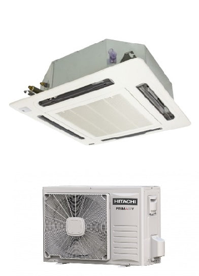 Hitachi Cassette Airconditioner 4 Wegen Inverter 31000 Btu 3.5 HP PRIMAIRY serie RCI-3.5UFE1NH R-32 Wi-Fi Optioneel Rooster Niet Inbegrepen