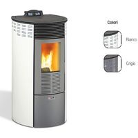 Moderne antraciet pelletkachel King 12 Rond KW 10,1 met elegante ronde vorm en strak design.
