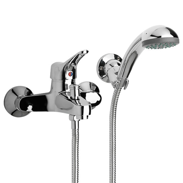 Eengreepsmengkraan PAINI serie PILOT voor badkuip met flexibele handdouche DUPLEX cod. 04CR105