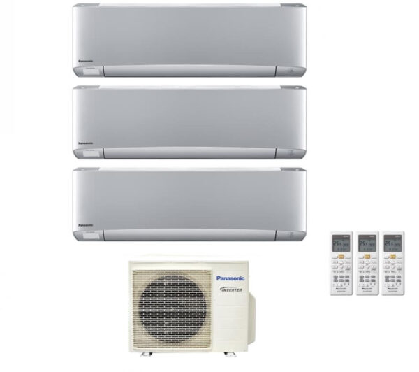 Panasonic Etherea Dark 9+9+9 trial split airconditioner met CU-3Z68TBE R-32 geïntegreerde Wi-Fi kleur zilver 9000+9000+9000