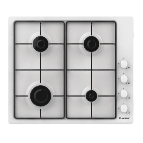 Candy CHW6LWW 4 branders gaskookplaat 60 cm in roestvrij staal (LxP) 60x51 krasbestendig