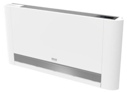 Moderne Ventilconvettore Fan Coil Riello Design Inverter 46 b met borstelloze motor en bedieningspaneel.