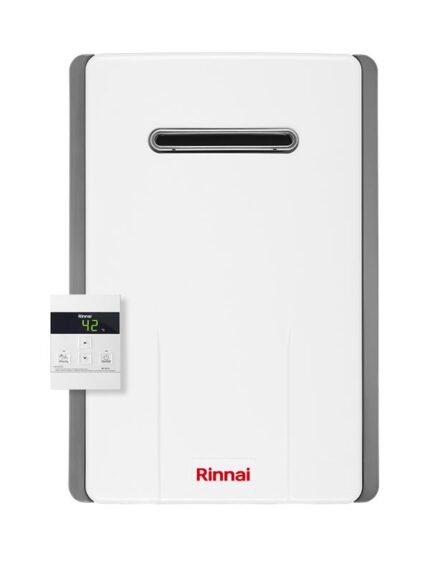 Krachtige gas wasserverwarmer RINNAI INFINITY 17e GPL voor buiten, nieuw model met cod. REU-A1720W-E.