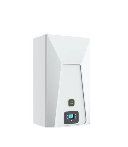 Condensatieketel Savio InoxDens Moon 30 S met Afvoerset Aardgas low NOx - stijlvolle witte ketel met accessoires.