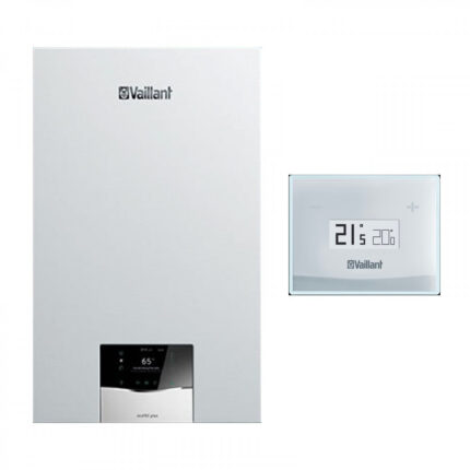 Hoogefficiënte Vaillant ecoTEC Plus VMW 26 CS/1-5 CFI met Vsmart Wi-Fi en rookgasafvoerset voor aardgas of LPG.