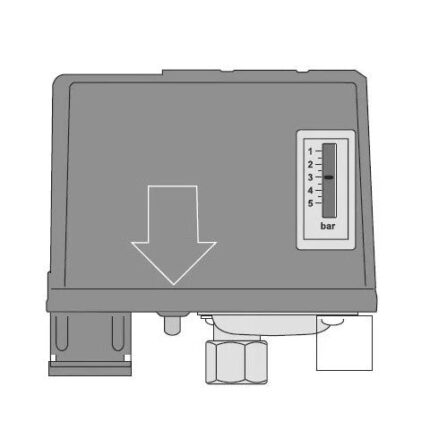Compacte Vaillant Minimaal Drukschakelaar INAIL voor warmtepompen met kenmerkende ontwerpdetails.