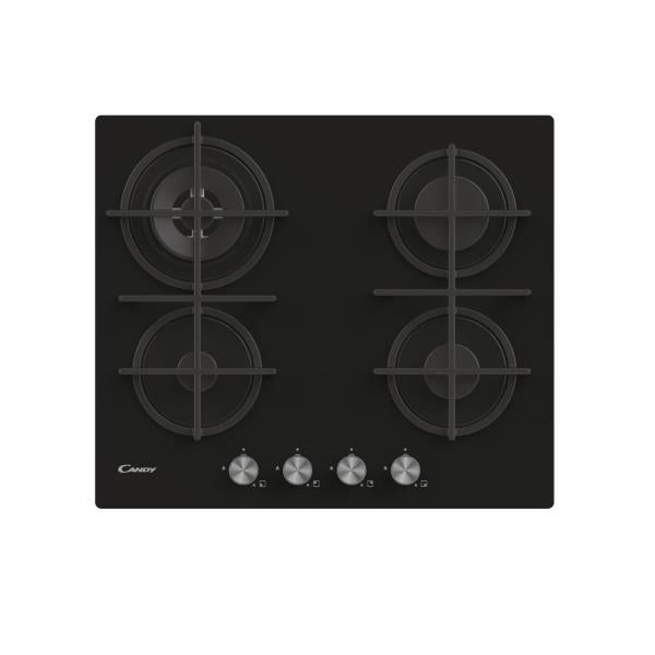 Piano Cooking A Gas Candy CVG6BR4WPB 4 Fruit (L59,5xP51) Glas Temperatuur Zwart