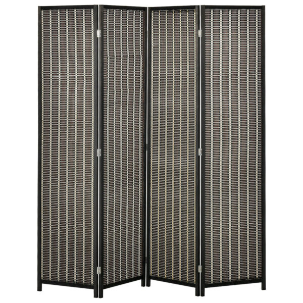 Easycomfort Paravent for Indoor, 4 Panel Separate, Division for Wooden and Bamboo Environment, 180x180x1.9cm, Black and Brown