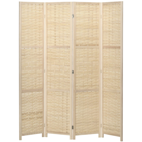 Easycomfort Paravento Separé from Indoor with 4 Fronts in Wood and Bamboo, Pieghevole and Save Space Height 170cm, Marrone