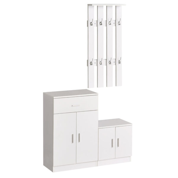 Easycomfort Shoe with Combined Appliances for Entrance and Wooden Bedroom 100x32x187cm White