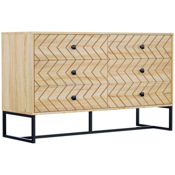 Easycomfort Cassette Slaapkamer met 6 Goudmotief Cassette Vintage Stijl, Mobiel met Scandinavisch Design Cassette Combinatie van MDF en Vrachtwagenpaneel 120x39,5x71cm