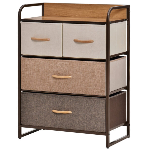 Easycomfort Cassette 4 MDF Stof en Touw Platte Cassette, Woon- en Kamermeubel, 58x29x78,5cm, Veelkleurig