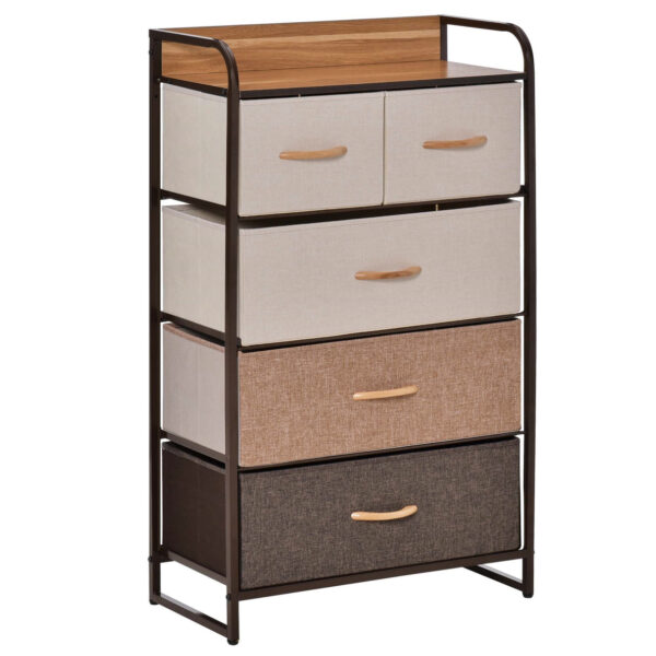 Easycomfort Cassette 5 MDF Stof en Touw Platte Cassette, Woon- en Kamermeubel, 58x29x99cm, Veelkleurig
