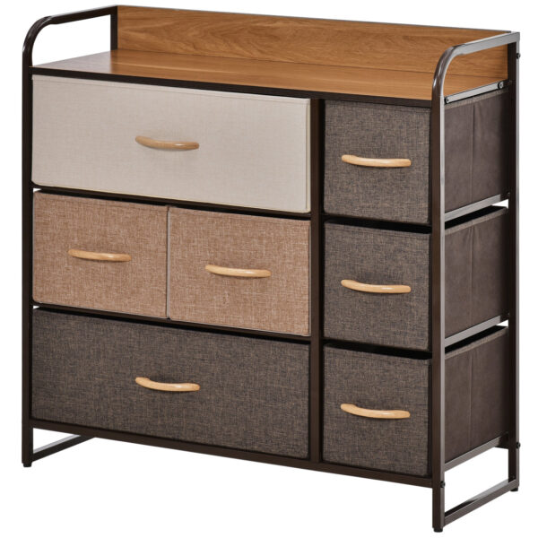 Easycomfort Cassette 7 MDF Stof en Touw Platte Cassette, Woon- en Kamermeubel, 80x29x78,5cm, Veelkleurig