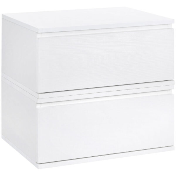 Easycomfort Comodino Set 2-delig met cassette en design hangend in Truciolate en MDF, 49x38x23 cm, wit