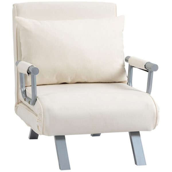 Easycomfort Stoelbed 2-in-1 met rugleuning in 5 staanders, 65×69×82cm, beige