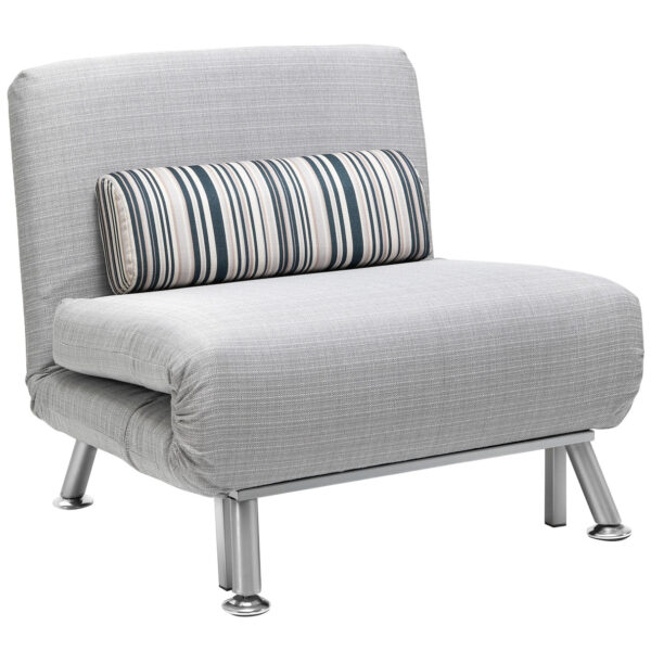 Easycomfort Stoelbed in ijzer en katoen met ribbelkussen 75 x 70 x 75 cm Grijs