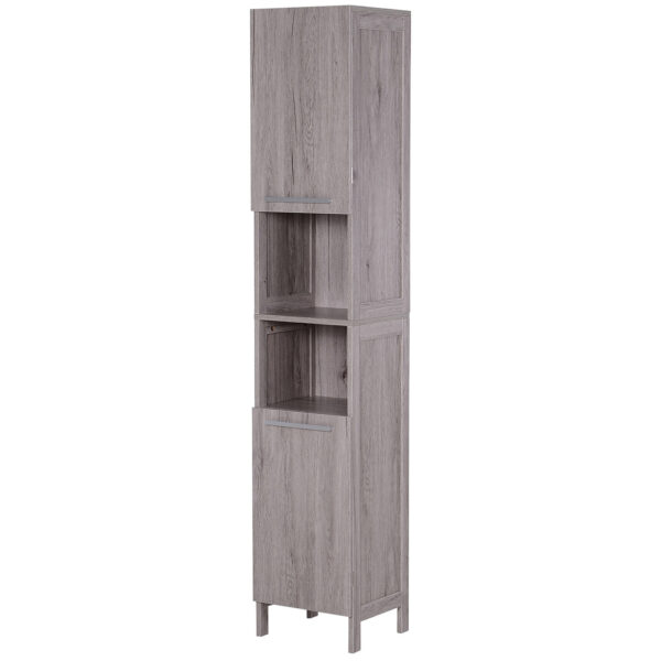Easycomfort Column Bathroom in MDF with 2 Cabinets and 2 Open Rope, 30x32x172.5 cm, Color Wood