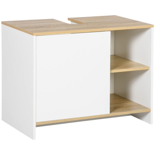 EasyComfort Mobile Bathroom Basement with Wardrobe and 2 Tracks, 77 x 45 x 60cm, White and Color Wood