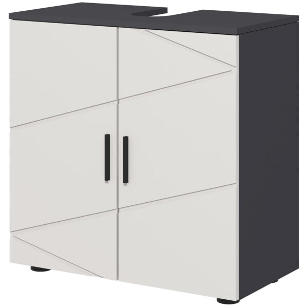 Easycomfort Mobile Saddle Wood Bathroom with 2 Front Cabinet, 60x30x60cm, Grey