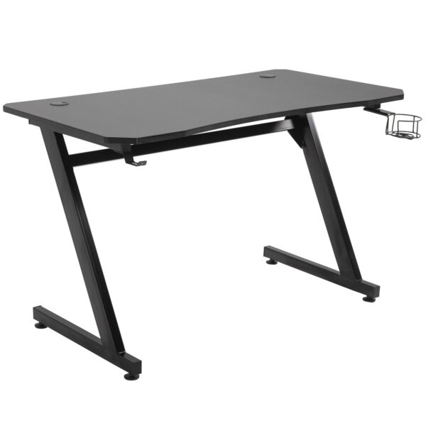 Easycomfort Gaming-bureaustoel in hout en staal met passacavi, computerbureaustoel en handvat voor headset, zwart, 120 x 65 x 74,5 cm